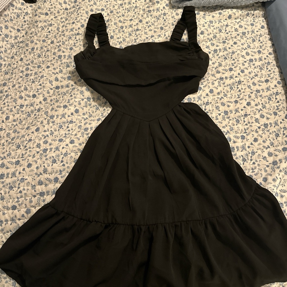 SHEIN Black Ruched Strap Mini Dress
